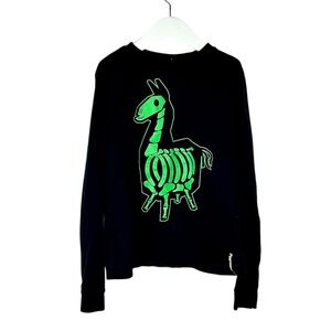 Fortnite Boy’s Black And Green Graphic Long Sleeve T-Shirt 8 Medium